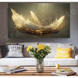 Altın Tüyler Dekoratif Kanvas Tablo 60x120 cm