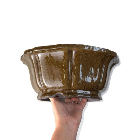 Yuvarlak Lotus Model Sırlı Seramik Bonsai Saksısı