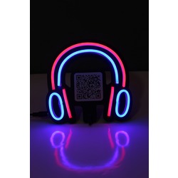Kulaklık Neon Led / QR Gece Lambası / Playlist Dekoratif Lamba / Işıklı Spotify listesi