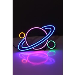Satürn Neon LED / Gece Lambası / Dekoratif Lamba / Işıklı Gezegenler / Ambians Işığı