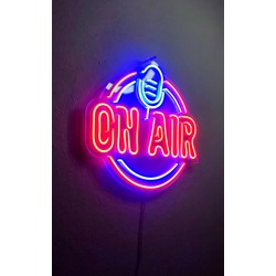 On Air Neon Led Onair Gece Lambası Twitch Dekoratif Lamba Işıklı Mikrofon Yayıncı Ambians