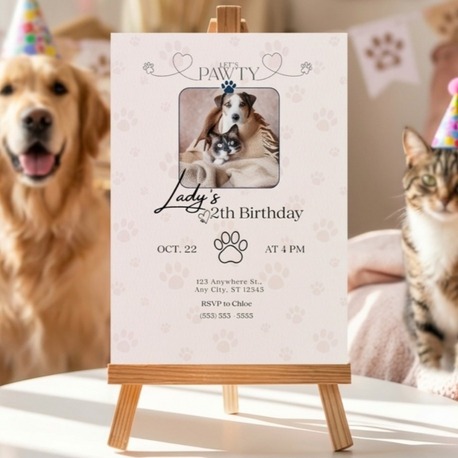 Let's Pawty! - Evcil Hayvan Doğum Günü Davetiyesi