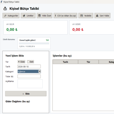 Kişisel Bütçe Takibi Programı
