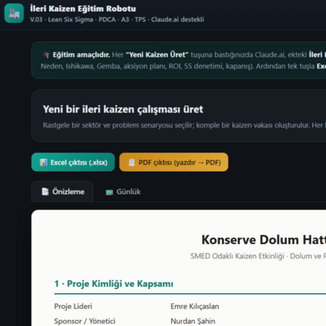İLERİ KAİZEN EĞİTİM ROBOTU V.01