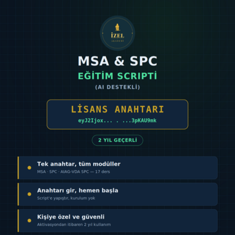 MSA & SPC EĞİTİM SCRİPTİ (AI DESTEKLİ) LİSANS ANAHTARI