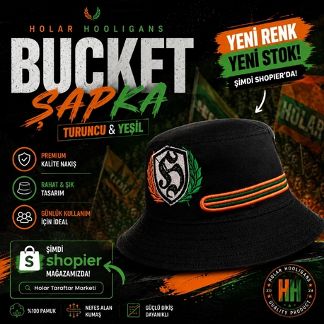 Turuncu Yeşil- Holar Holigans Shield Series Bucket Hat (Balıkçı Şapka) 