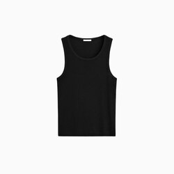 Siyah Basic Kolsuz Fitilli T-Shirt JLN0004