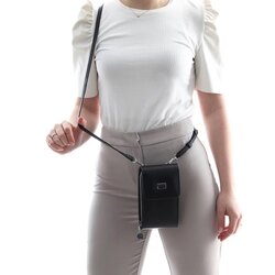 Silver Polo Siyah Üç Bölmeli Kadın Çapraz Askılı Telefon Cüzdanı
