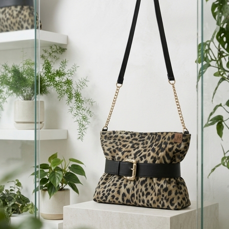 Yeşil leopar, omuz çantası 