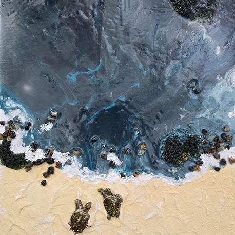 Epoksi Dokulu Deniz Manzarası – Orijinal El Yapımı Tablo (35x50 cm)
