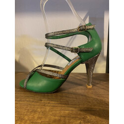 green gold latin dance shoes