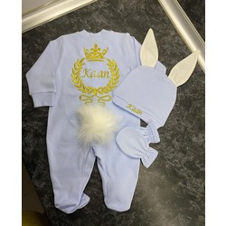 Jochoberry Baby İsme Özel Yenidoğan Tavşanlı 3'lü Set