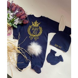 Jochoberry Baby İsme Özel Yenidoğan Tavşanlı 3'lü Set