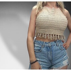 ruffled backless knit blouse

