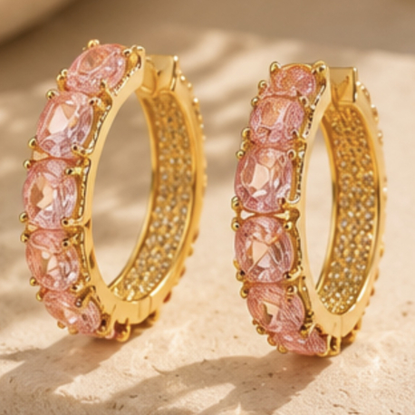Pink quartz küpe