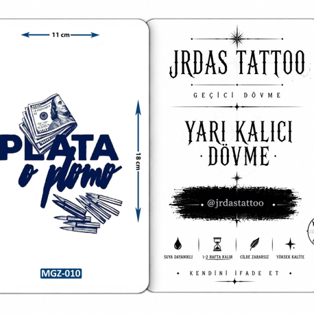 Yarı Kalıcı Orta Boy plata o plomo dövmesi