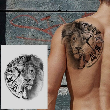 SAAT & ASLAN FİGÜRLÜ GEÇİCİ DÖVME 