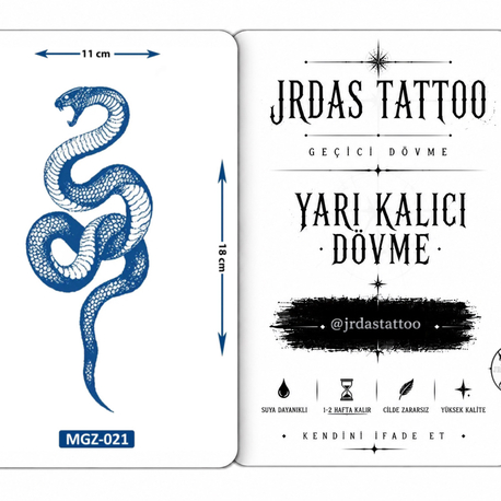 Yarı Kalıcı Orta Boy Kobra Yılan Dövmesi
