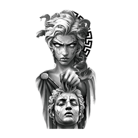 Medusa ve Perseus Yarım Kol Kaplama Geçici Dövme