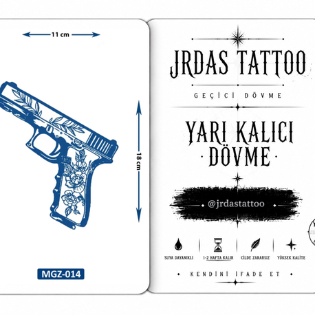 Yarı Kalıcı Orta Boy Desenli Silah Dövmesi