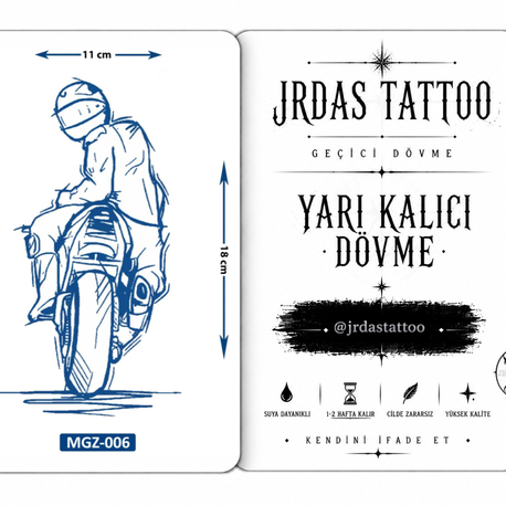 Yarı kalıcı Orta Boy Motorsiklet süvarisi dövmesi