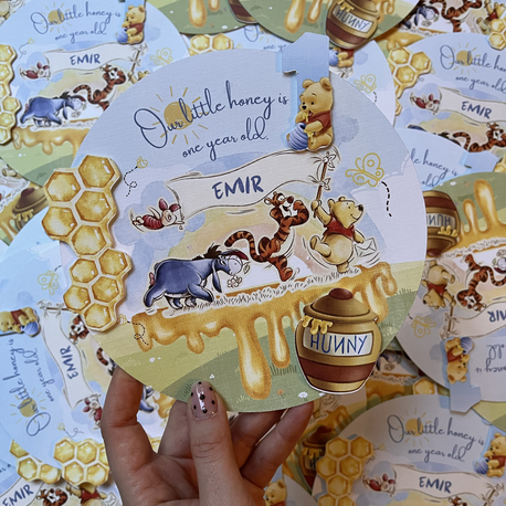 Winnie the Pooh birthday card 10 adet