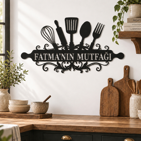 Kişiye Özel İsimli Metal Mutfak Dekoru - Dekoratif Duvar Tabelası 