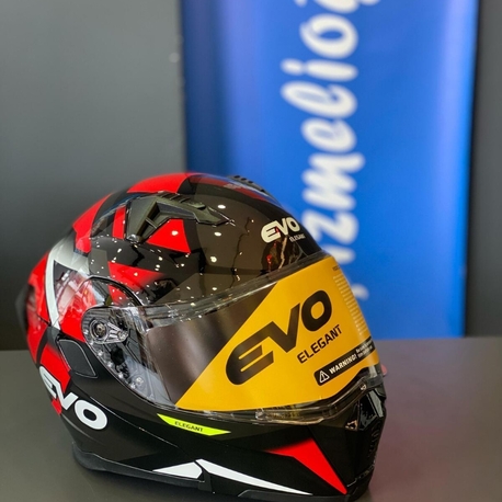 Evo elegant güneş vizörlü kırmızı parlak kask 