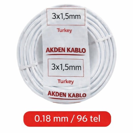 AKDEN CCA TTR KABLOSU 3x1.5 mm² Beyaz – 100 Metre