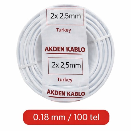 AKDEN CCA TTR KABLOSU 2x2.5 mm² Beyaz – 100 Metre