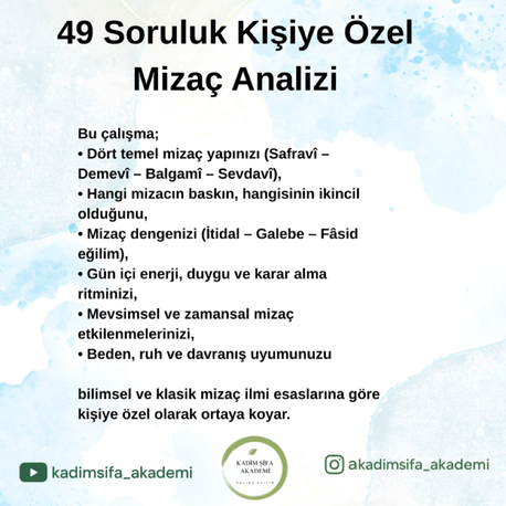 49 Soruluk Kişiye Özel Mizaç Analizi