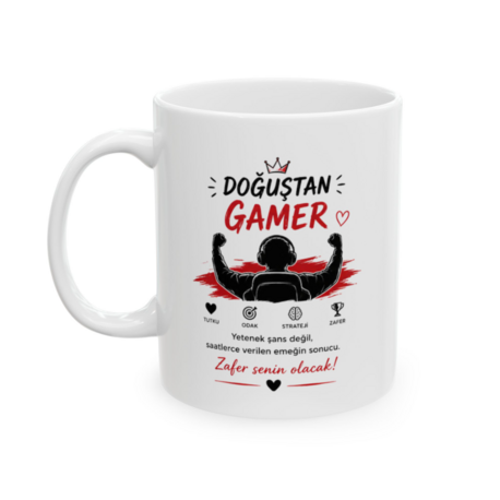 KAFA BASKI Doğuştan Gamer Porselen Kupa – Oyuncu Temalı Kupa – KF19052620
