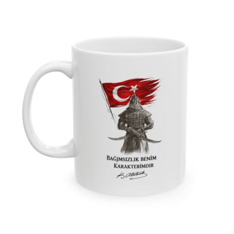 KAFA BASKI Bağımsızlık Benim Karakterimdir Tasarımlı Porselen Kupa Bardak