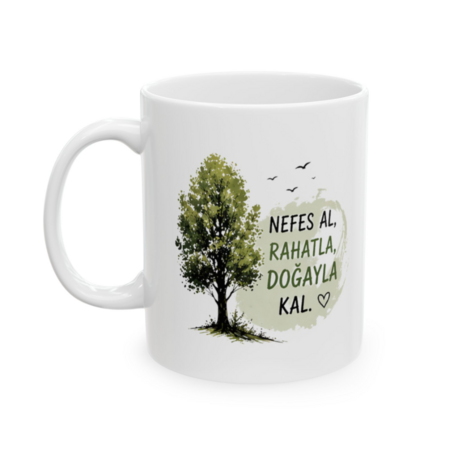 KAFA BASKI Doğa Temalı Porselen Kupa Bardak – Rahatlatıcı Minimal Tasarım