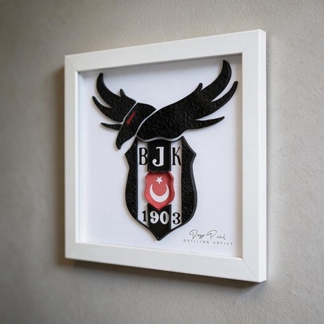 Beşiktaş Taraftarına Özel Quilling Tablo |  Kartal ve Arma Tasarımı | Şık Duvar Dekoru