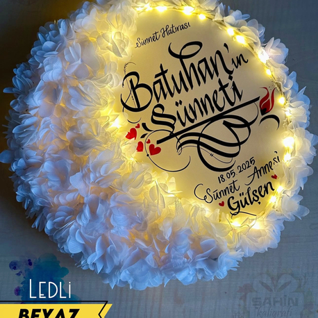BEYAZ LEDLİ YARIMAY TEF ( gelin,sünnet,düğün,nişan,6ay kınası,…vb)