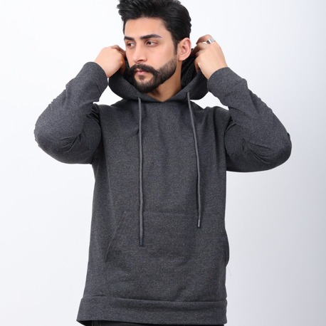 Erkek kanguru cepli kapişonlu 2 iplik penye mevsimlik sweatshirt
