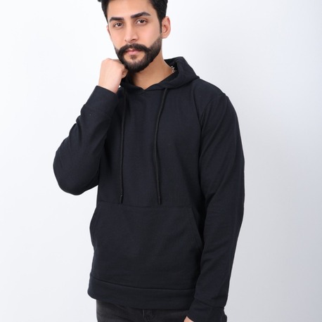 Erkek kanguru cepli kapişonlu 2 iplik penye mevsimlik sweatshirt