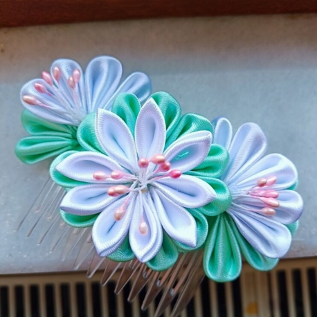 Taraklı Kanzashi Turkuaz