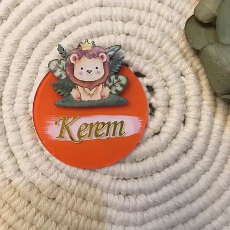 Magnet Aslan Figürlü Pleksi Turuncu 6 cm 10 Adet