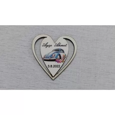 7 Cm Kalpli Mavi Vosvos Magnet Söz Nişan Nikah Düğün 25 Adet