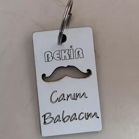 Babalar günü için 6x3,5 Ahşap Anahtarlık