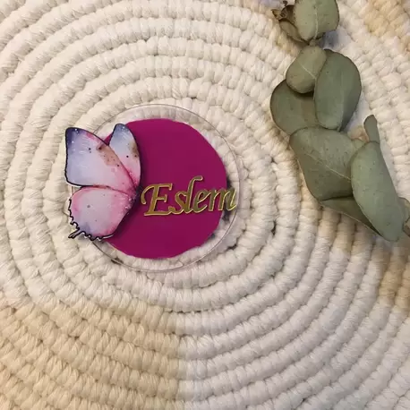 Magnet Kelebek Pleksi Bordo 10 Adet 6 Cm