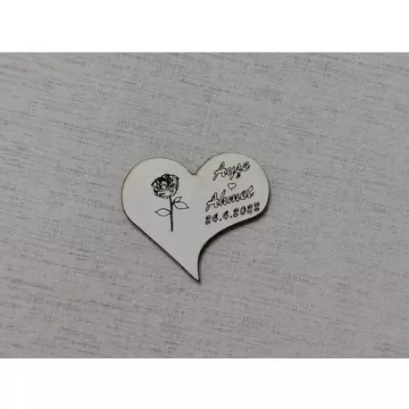 6 Cm Gül Ve Kalp Magnet Söz Nişan Nikah Düğün 25 Adet