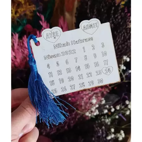 8,5x7 Cm Takvimli Ipli Magnet Söz Nişan Nikah Düğün 25 Adet