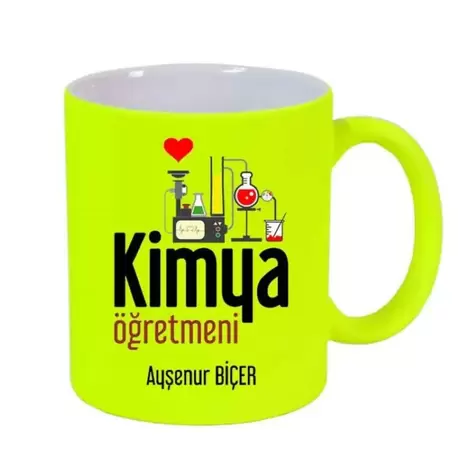 Baskılı Kupa Fosforlu Kupa Bardak İsimli kimya öğretmeni