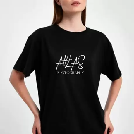 Kişiye Özel Fotoğraf Baskılı Oversize Siyah T-Shirt