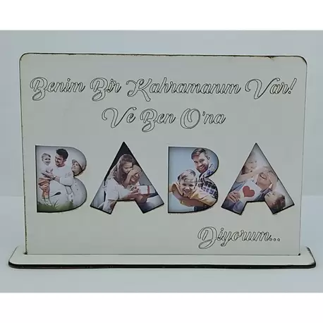 BABA HARF İÇİ FOTOĞRAF ÇERÇEVESİ MDF KESİM 20X15CM 4 ADET FOTO BABALAR GÜNÜ
