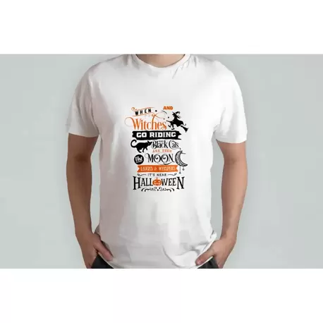 Black and Orange Halloween Beyaz T-Shirt