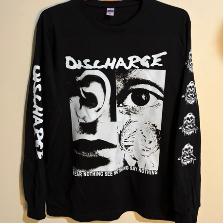 Discharge - Hear Nothing See Nothing - Uzun Kollu Tshirt (Ön + Kol baskı) (Arka baskı opsiyonel)